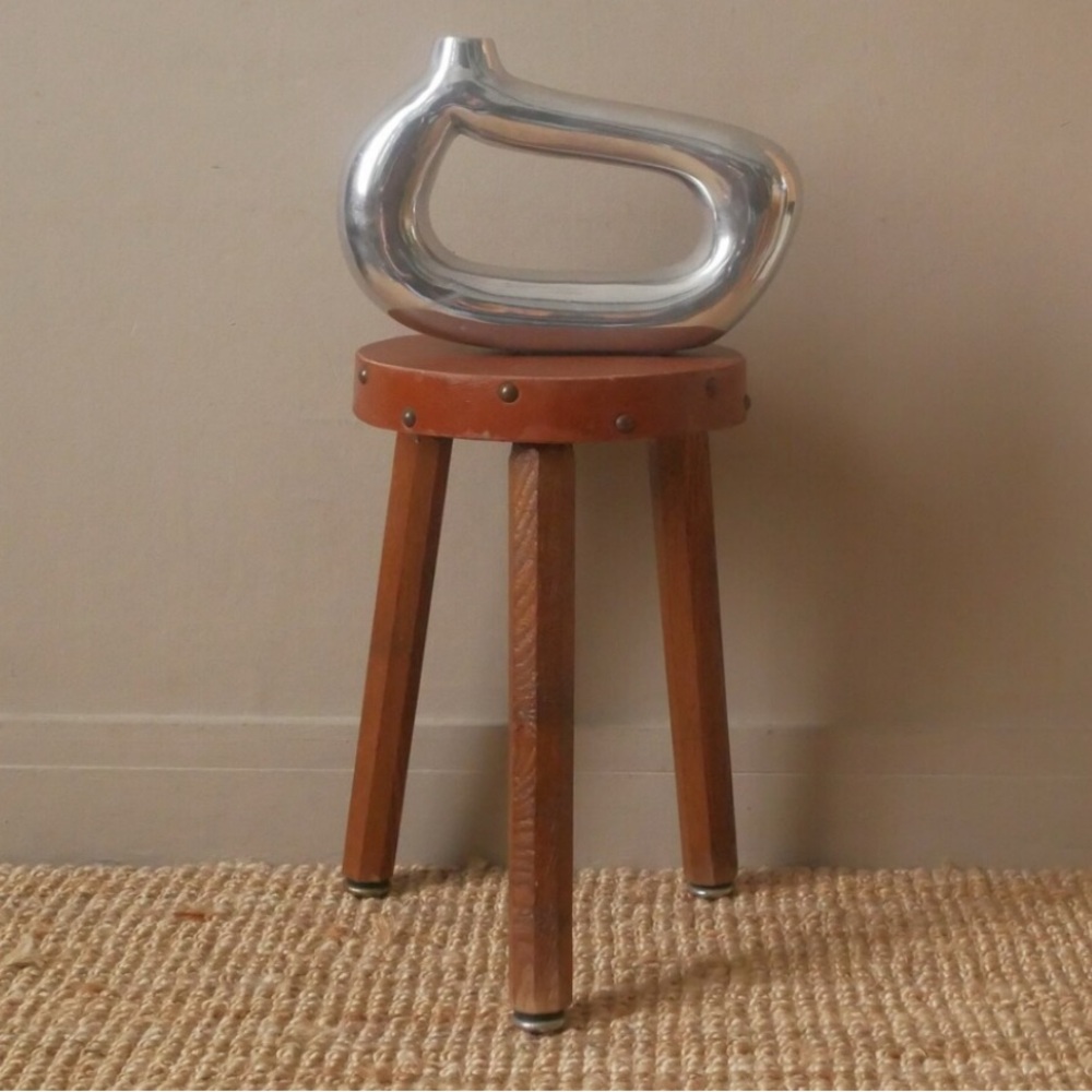 Modern Sculptural Aluminum Loop Vase Asymmetrical Minimalist Bud Vase